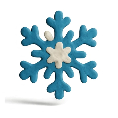 blue and white snowflake in claymation style sticker