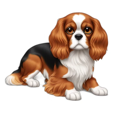 Tri-color Cavalier King Charles spaniel sitting full body sticker