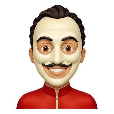 Emoji de la película La casa de papel máscara y la ropa rojo y la máscara color crema  realista  sticker