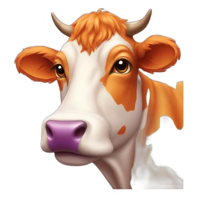 Orange cow with purple dots sticker