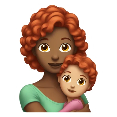 Red hair mom holding brunette daughter sticker