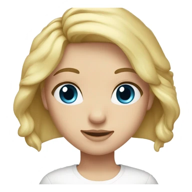 A blonde hair girl with a white shirt and blue eyes less zoomed in sticker