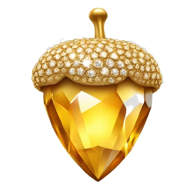 sparkling diamond Acorn like diamond with stem made of gold sticker