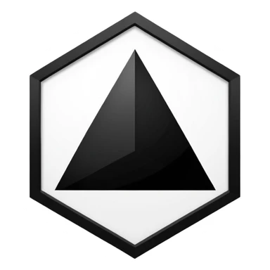 The centerpiece of the structure is a stark white hexagon. Inside the hexagon is a bold black equilateral triangle, perfectly centered. Inside the triangle is a white circle , perfectly centered. Inside the white circle is a bold black square perfectly centered. sticker