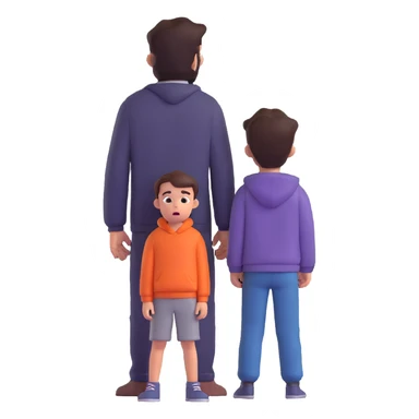 a scared child with a man silhouette behind the back sticker