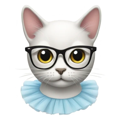A cat with glasses and a tutu sticker