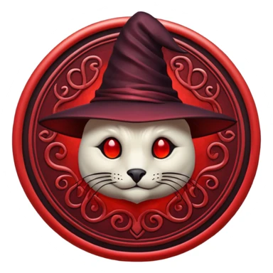 iOS emoji, dark fantasy magic seal, witch symbol, web pattern, red glow, minimal clean style sticker