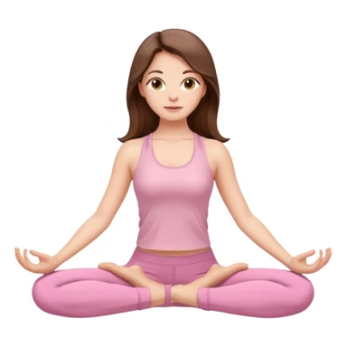 woman with long brunette hair light brown eyes in yoga pose light pink yoga clothes sticker