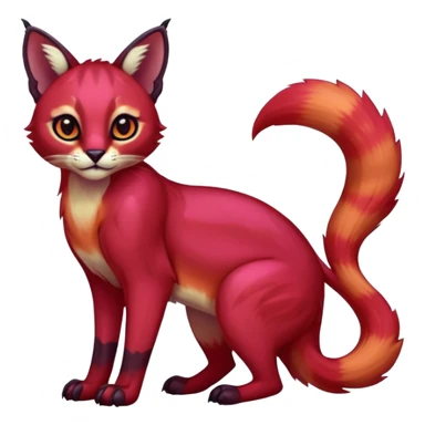 Colorful dark neon pastel gloomy edgy spooky evil tropical ruby exotic cute cool beautiful shiny beautiful fantasy-caracal-civet-genet-sergal-vernid-serval-Gryphon-Cacomistle-Trico-oncilla-animal-Fakémon-hybrid-fursona (full body) sticker