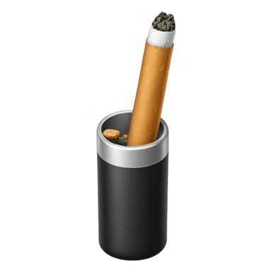 Minimalistic cigarette emoji, metallic black and white sticker