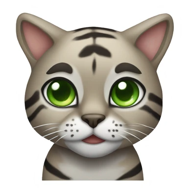 Brown and grey tiger cat with green eyes  sticker