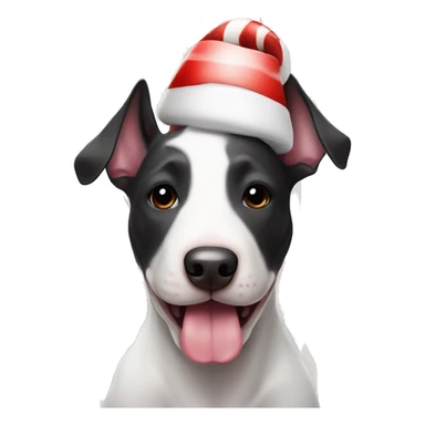 Black and white bull terrier and candy cane sticker