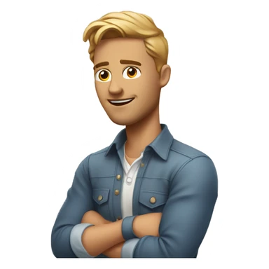 A handsome man who is a digital marketing content creator with his hands off just like he is showing something up sticker