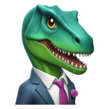 T rex with a suit with a scary face  sticker