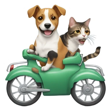 Dog riding a cat sticker