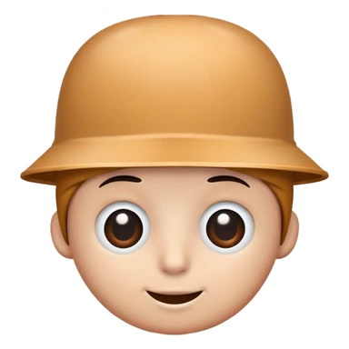 Brown circle, bucket on head circle eyes dot pupils line mouth sticker