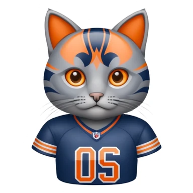 Grey cat wearing Chicago bears jersey sticker
