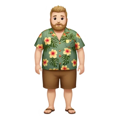 Fat white man full body wearing Hawaiian shirt brown fauxhawk and beard  sticker