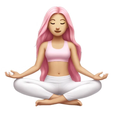Pink long hair, white girl doing yoga with light pink outfit sticker