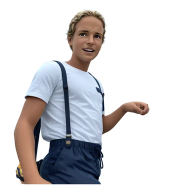 boy by the ocean shore sticker