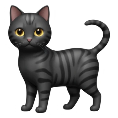 A 3D cartoon jet-black American Shorthair cat, smooth shiny coat, subtle reflections, balanced light contrast, Memoji-style realism. full body or half body. sticker