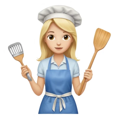 Blonde girl with long hair, cooking , cleaning  sticker