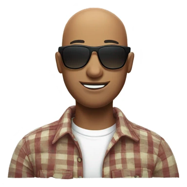 bald guy in plaid shirt with sunglasses sticker