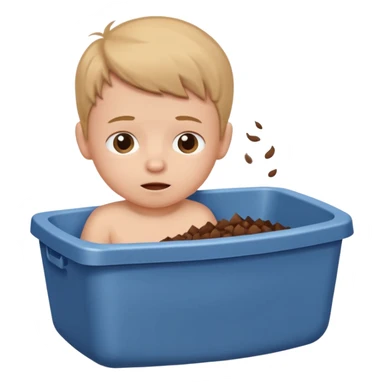 Child boy pooping in litter box sticker
