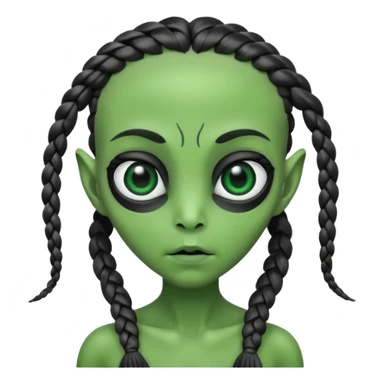alien with braided hair sticker
