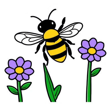 Bee on purple flowers  sticker