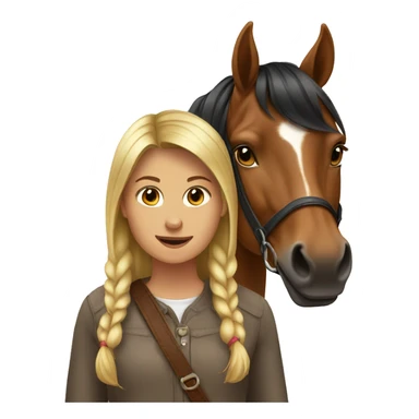 girl and brown horse sticker