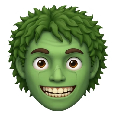 🙎🏻‍♂️com o dente serrado cabelo cacheado de cor de pele Verde com marca de rasgo nas olheiras  sticker