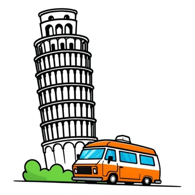 White van crashing into Pisa tower sticker