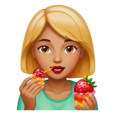 Woman eating yelly sticker