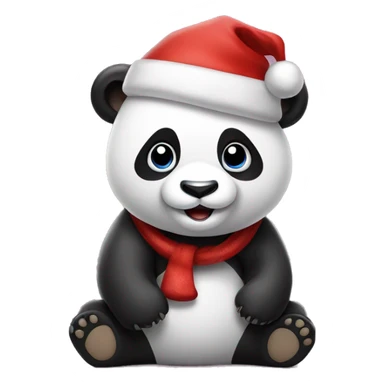 Panda bear with Santa hat sticker