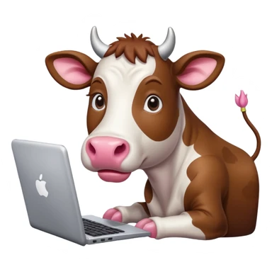 Cute cow using computer sticker