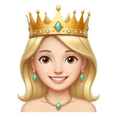 smiling girl outdoors with jewelry wearing a crown sticker