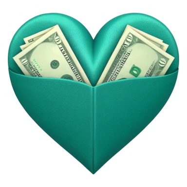 Teal heart with money sticker