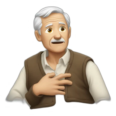 old man grabbing his chest sticker