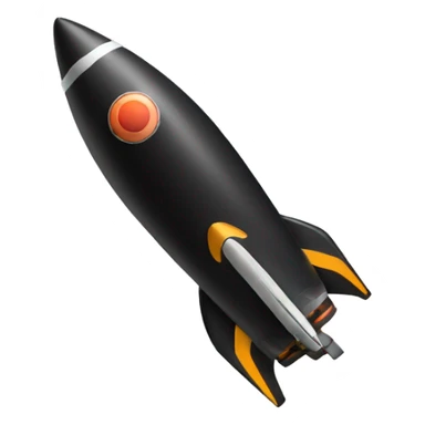 A black rocket that takes off, showing the symbol 0 sticker