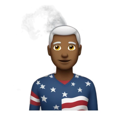 man with united states flag sticker