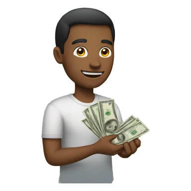 Guy holding cash sticker