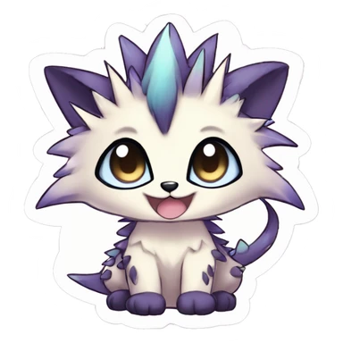 Anthro Scalie Spiky Cool Edgy Magical Shiny Colorful Pastel Sparkle Kemono-style Chibi Fantasy-Animal-Fakémon-Pokémon-Hybrid Fur Sona Aesthetic Full Body sticker