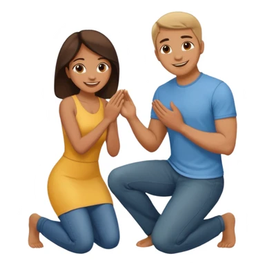 Woman kneeling in front of man sticker