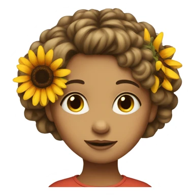 Girl with small red sunflower in her hair  sticker