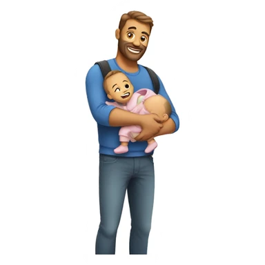 dad with baby in arms sticker