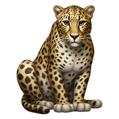 realistic seated leopard facing forward sticker