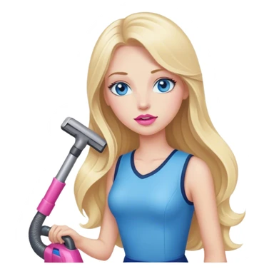 Cinematic realistic blonde with long hair, blue eyes and pink lips vacuums sticker