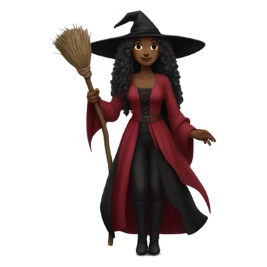 beautiful long haired witch, red, black, burgundy sticker