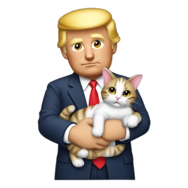 trump cradling small cat sticker